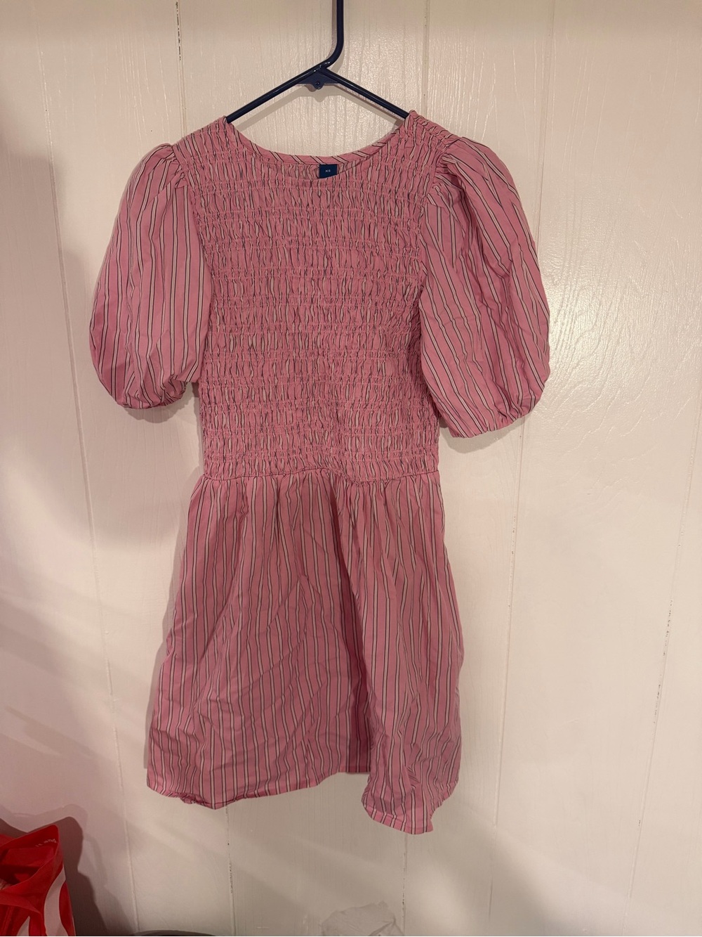 Pink Smocked Puff Sleeve Dress
